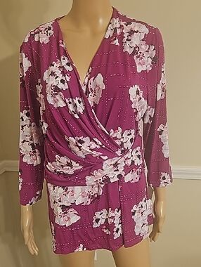 Women's Magenta Floral Wrap Top